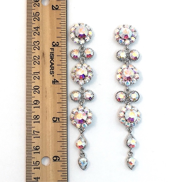 Swarovski AB Crystal Long Occasion Earrings - Picture 2 of 2